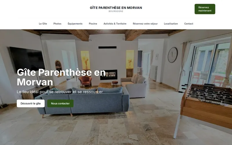 Aperçu du site Gîte Parenthèse en Morvan